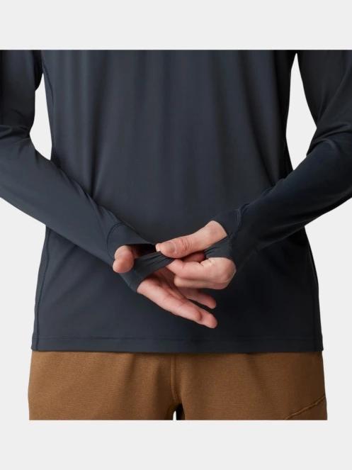 Mountain Hardwear Crater Lake Long Sleeve Crew férfi hosszú ujjú sport póló fekete színben 7