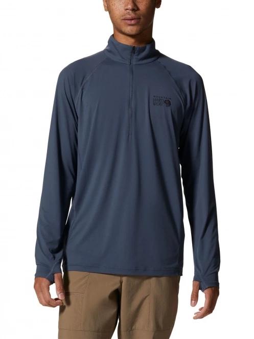 Mountain Hardwear Crater Lake 1/2 Zip férfi hosszú ujjú póló kék színben 2