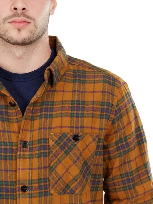Fundango Harris Shirt férfi hosszú ujjú ing barna színben 5