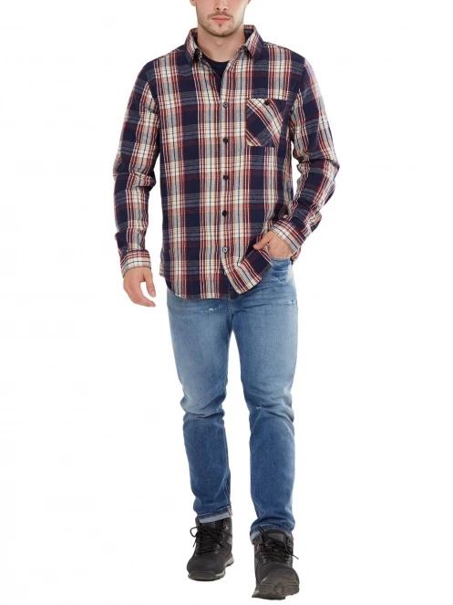 Fundango Harris Shirt férfi hosszú ujjú ing sötétkék színben 4
