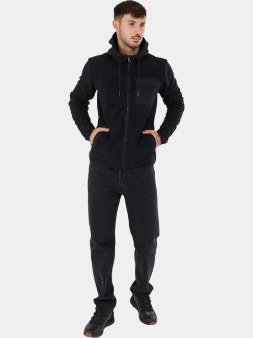 Fundango Nestor Fleece Jacket férfi polár pulóver fekete színben 4