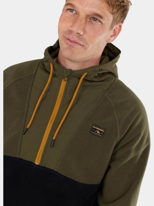 Fundango Carlos Fleece Pullover férfi kapucnis pulóver zöld színben 5