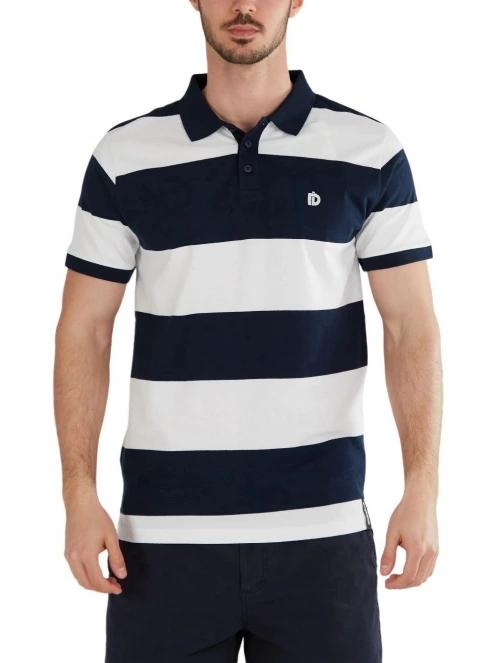 Fundango Incognito Stripe Poloshirt férfi galléros póló sötétkék színben 2