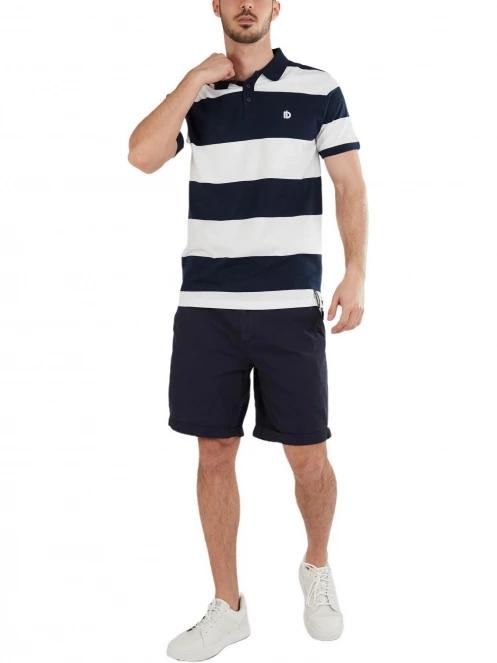 Fundango Incognito Stripe Poloshirt férfi galléros póló sötétkék színben 4