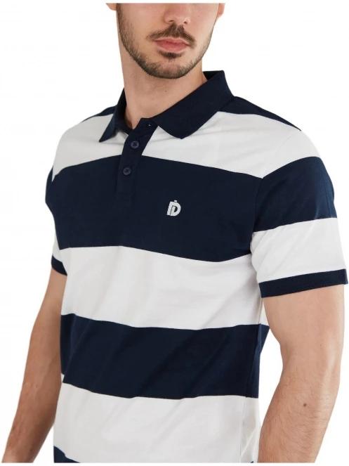 Fundango Incognito Stripe Poloshirt férfi galléros póló sötétkék színben 5