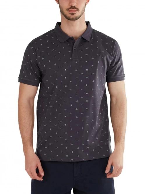Fundango Incognito Pattern Poloshirt férfi galléros póló fekete színben 2