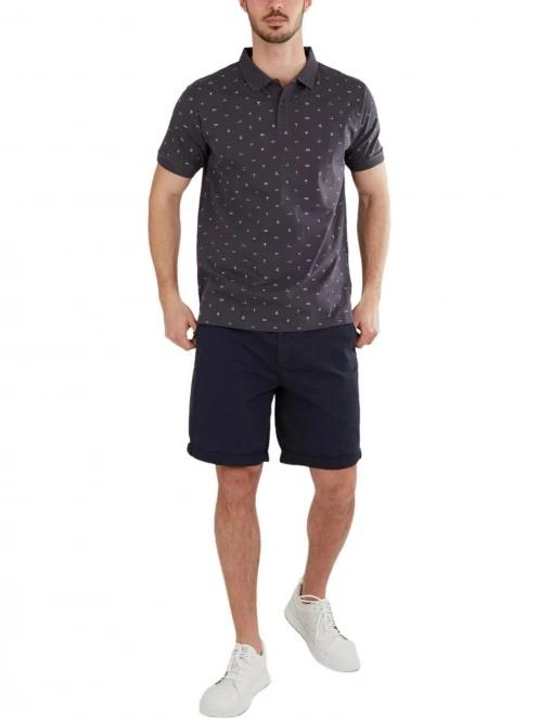 Fundango Incognito Pattern Poloshirt férfi galléros póló fekete színben 4