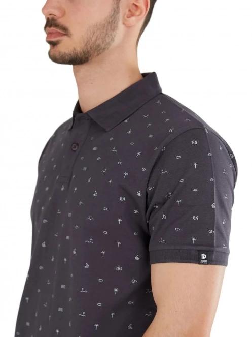 Fundango Incognito Pattern Poloshirt férfi galléros póló fekete színben 5