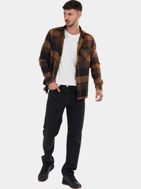 Fundango Harris Shirt férfi hosszú ujjú ing barna színben 4