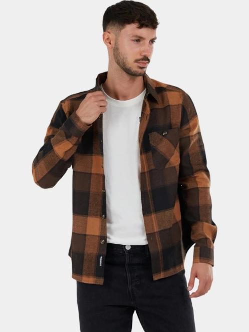 Fundango Harris Shirt férfi hosszú ujjú ing barna színben 5
