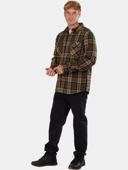 Fundango Roddy Lined Shirt férfi ingkabát oliva színben 5