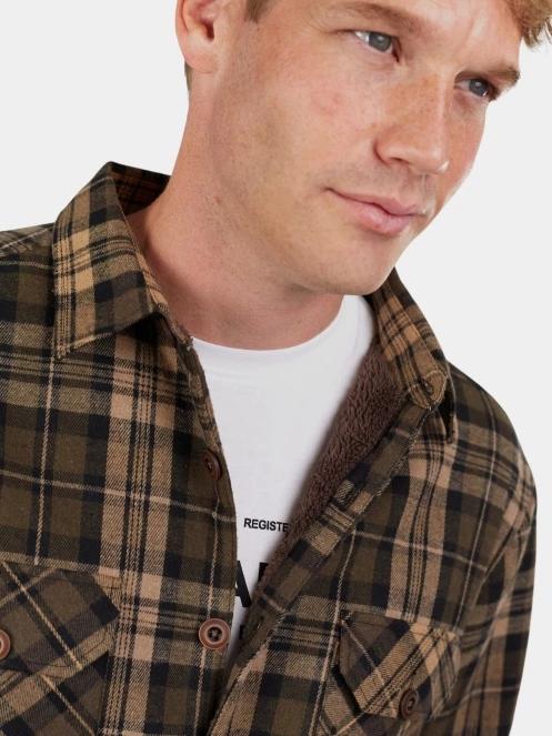 Fundango Roddy Lined Shirt férfi ingkabát oliva színben 8