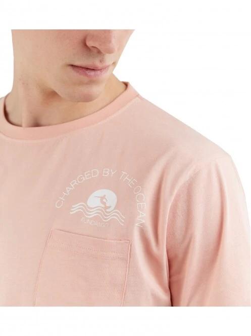 Fundango Talmer Pocket T-shirt férfi rövid ujjú póló rózsaszín színben 5