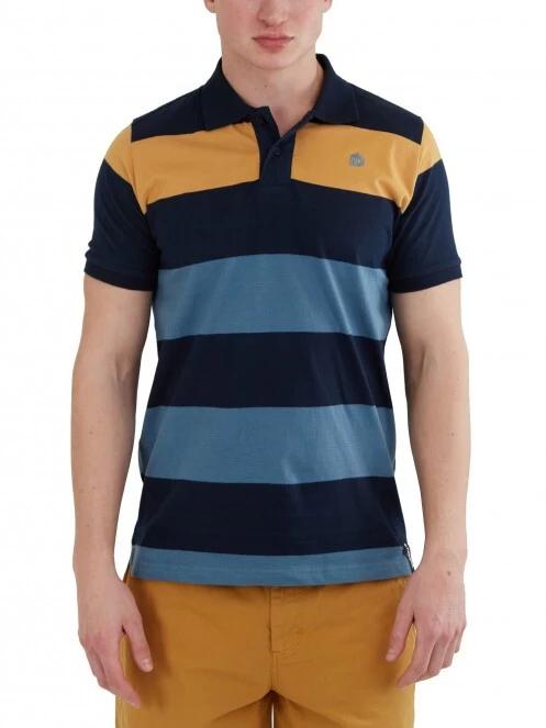 Fundango Incognito Stripe Poloshirt férfi galléros póló sötétkék színben 2