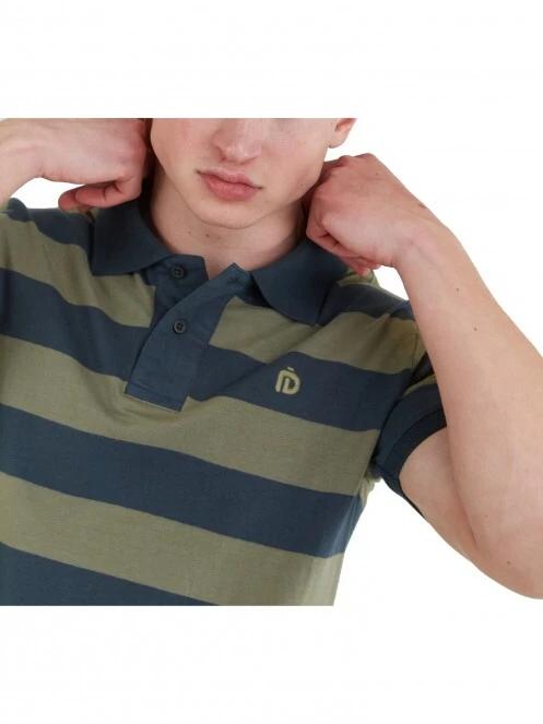 Fundango Incognito Stripe Poloshirt férfi galléros póló oliva színben 5