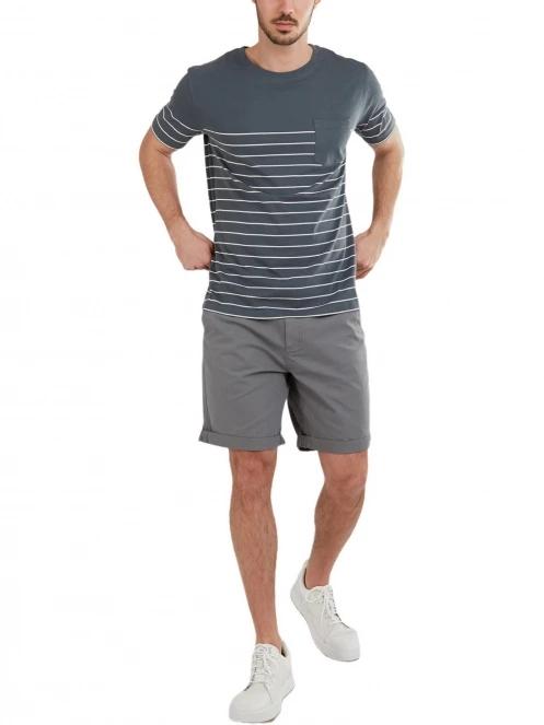 Fundango Jaggy Pocket T-shirt férfi rövid ujjú póló szürke színben 4