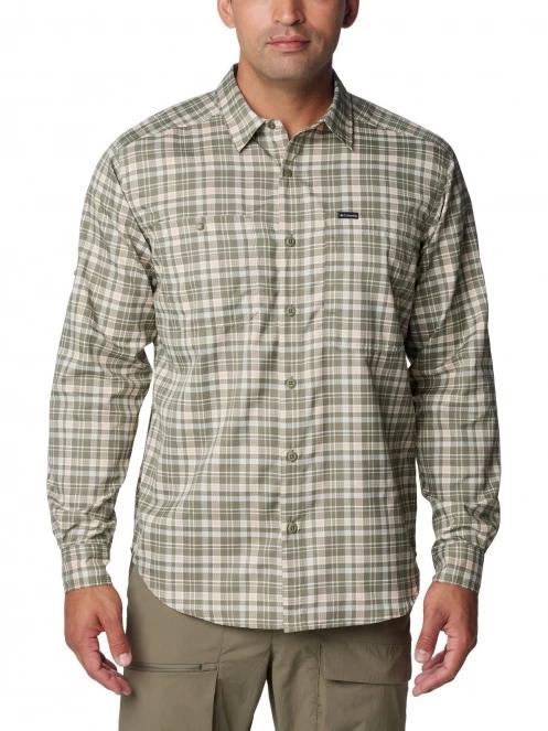Columbia Silver Ridge Utility Lite Plaid Long Sleeve Shirt férfi hosszú ujjú túraing zöld színben 2