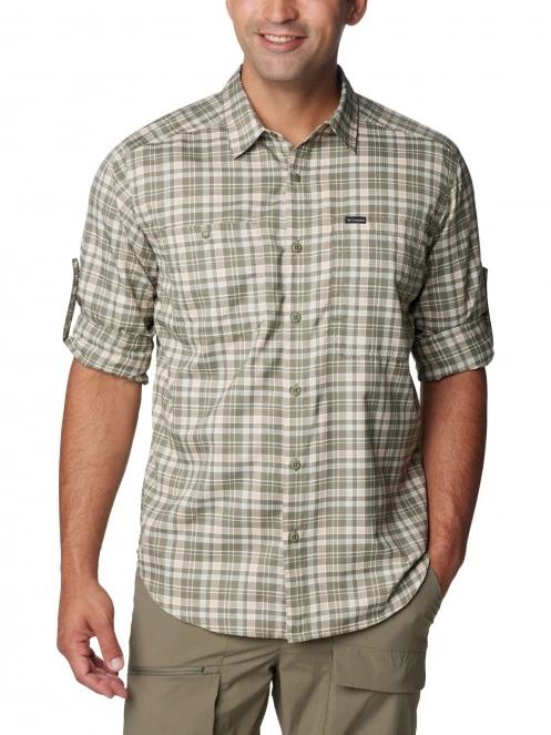 Columbia Silver Ridge Utility Lite Plaid Long Sleeve Shirt férfi hosszú ujjú túraing zöld színben 5