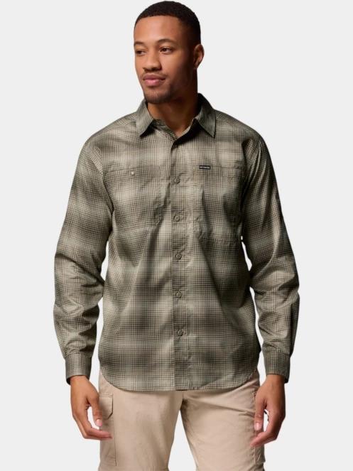 Columbia Silver Ridge Utility Lite Plaid Long Sleeve Shirt férfi hosszú ujjú túraing zöld színben 2