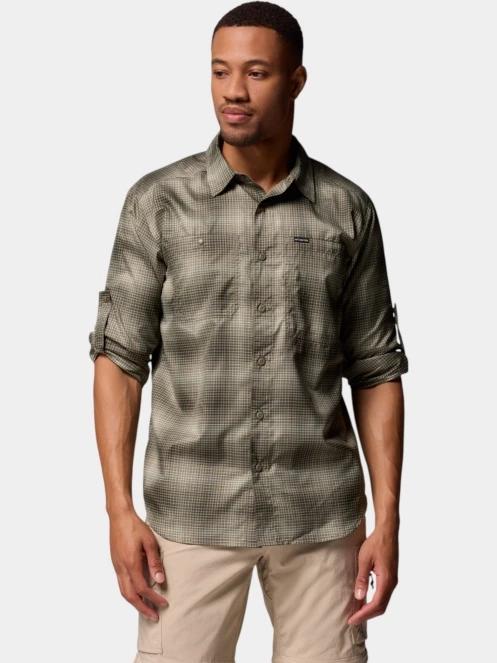 Columbia Silver Ridge Utility Lite Plaid Long Sleeve Shirt férfi hosszú ujjú túraing zöld színben 5