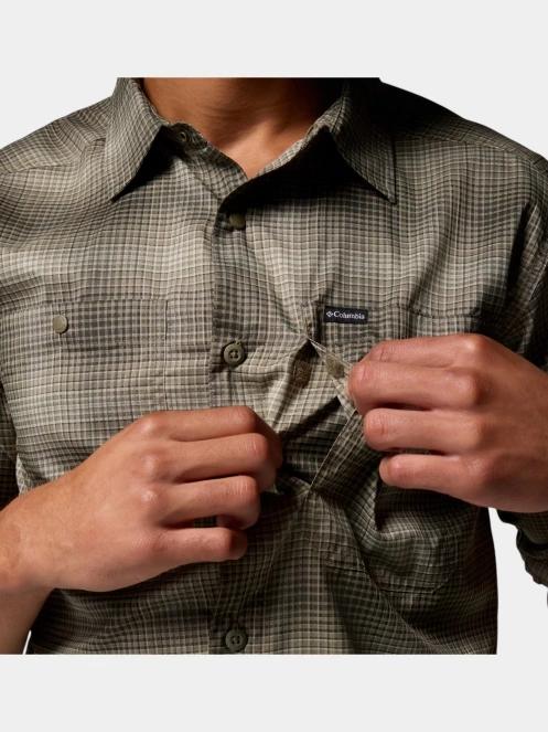 Columbia Silver Ridge Utility Lite Plaid Long Sleeve Shirt férfi hosszú ujjú túraing zöld színben 8