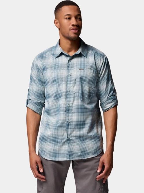 Columbia Silver Ridge Utility Lite Plaid Long Sleeve Shirt férfi hosszú ujjú túraing kék színben 5