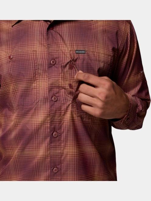 Columbia Silver Ridge Utility Lite Plaid Long Sleeve Shirt férfi hosszú ujjú túraing piros színben 9