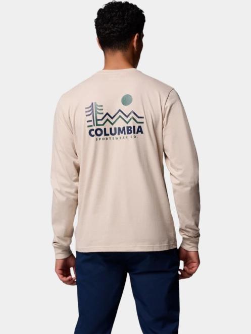 Columbia CSC Seasonal Logo Long Sleeve Tee férfi hosszú ujjú póló homok színben 4