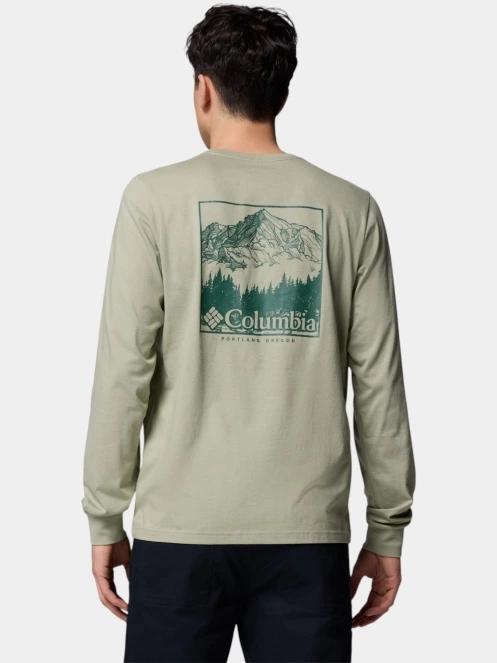 Columbia CSC Seasonal Logo Long Sleeve Tee férfi hosszú ujjú póló zöld színben 4