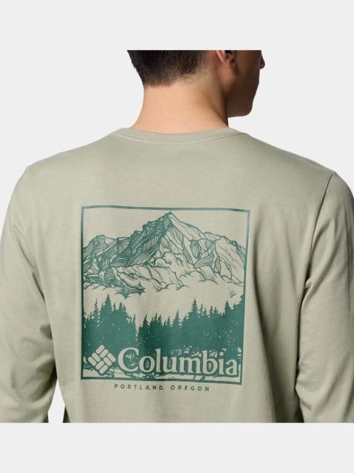 Columbia CSC Seasonal Logo Long Sleeve Tee férfi hosszú ujjú póló zöld színben 7