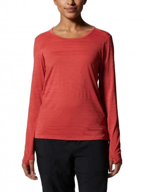 Mountain Hardwear Mighty Stripe Long Sleeve női hosszú ujjú sport póló piros színben 2