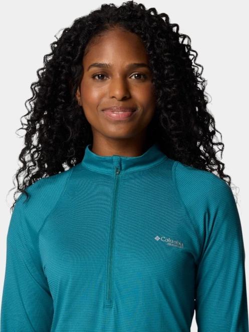 Columbia W Endless Trail 1/2 Zip Mesh Long Sleev női hosszú ujjú sport póló zöld színben 6
