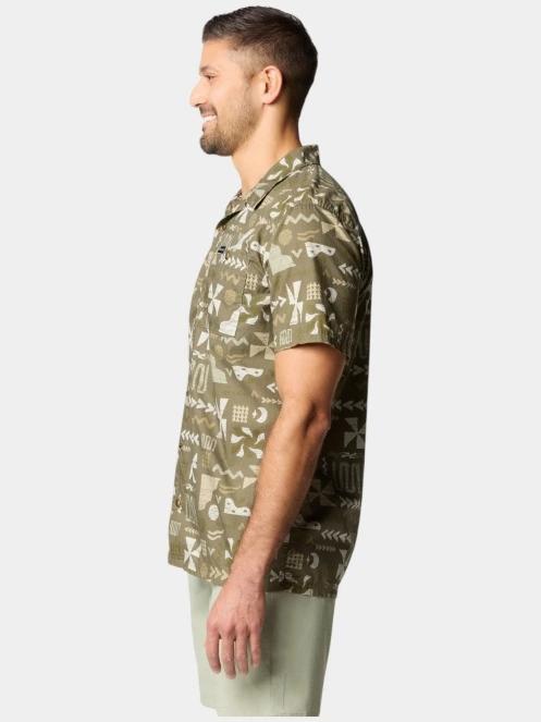 Columbia Pine Canyon Short Sleeve Shirt férfi rövid ujjú ing zöld színben 3