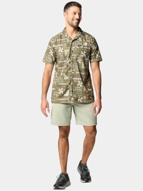 Columbia Pine Canyon Short Sleeve Shirt férfi rövid ujjú ing zöld színben 5
