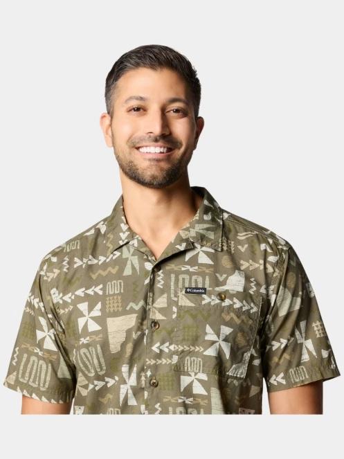 Columbia Pine Canyon Short Sleeve Shirt férfi rövid ujjú ing zöld színben 6