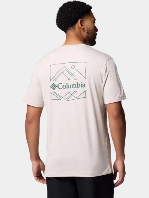 Columbia Kwick Hike Back Graphic Short Sleeve Tee férfi rövid ujjú sport póló homok színben 4