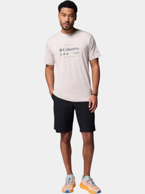 Columbia Kwick Hike Graphic Short Sleeve Tee férfi rövid ujjú sport póló homok színben 5