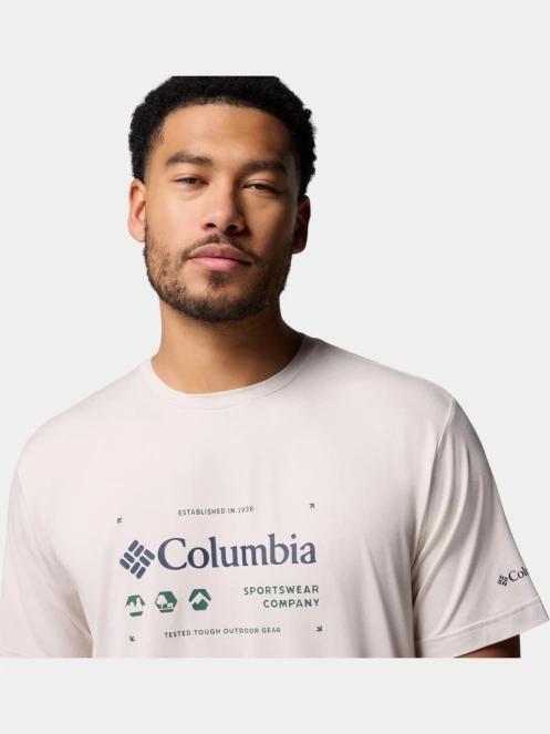 Columbia Kwick Hike Graphic Short Sleeve Tee férfi rövid ujjú sport póló homok színben 6