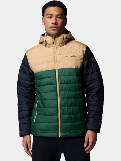 Columbia Powder Lite II Hooded Jacket férfi steppelt átmeneti kabát zöld színben 2