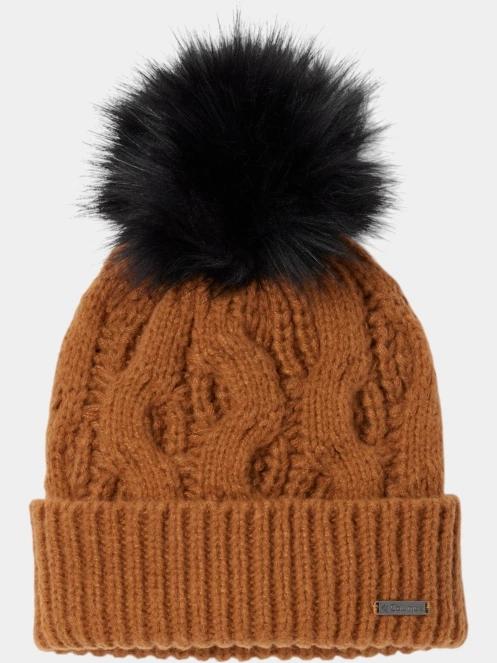 Columbia Boundless Days Cable Knit Pom Beanie női bojtos sapka barna színben 2
