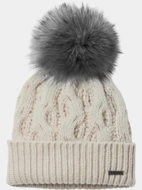 Columbia Boundless Days Cable Knit Pom Beanie női bojtos sapka homok színben 2