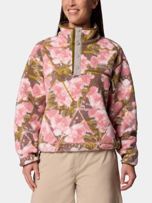 Columbia Helvetia II Printed Cropped Half Snap női polár pulóver rózsaszín színben 2