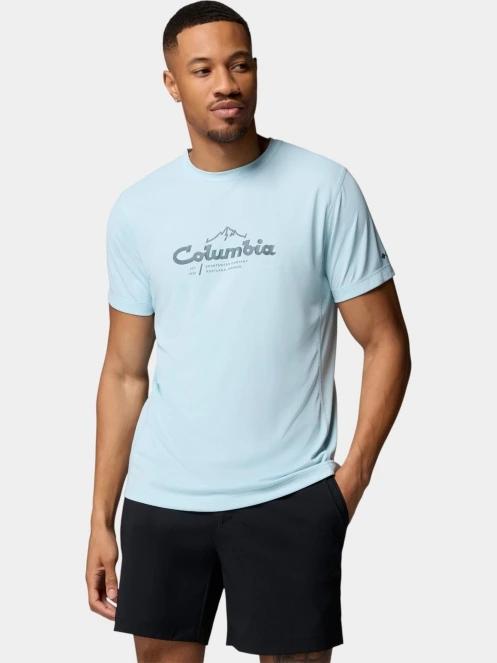 Columbia Zero Rules Light Short Sleeve Graphic Crew férfi rövid ujjú sport póló világoskék színben 2