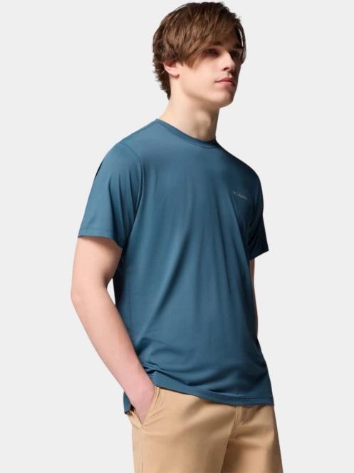 Columbia Tech Trail Utility Short Sleeve Crew férfi rövid ujjú sport póló kék színben 6