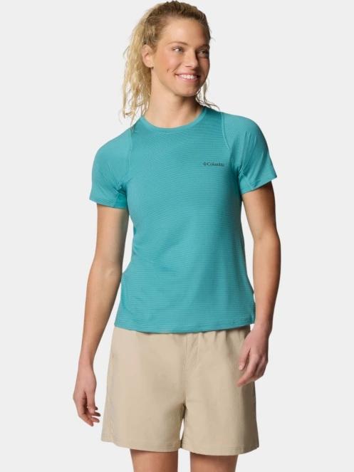 Columbia Weekend Ascent Short Sleeve Shirt női rövid ujjú sport póló zöld színben 2