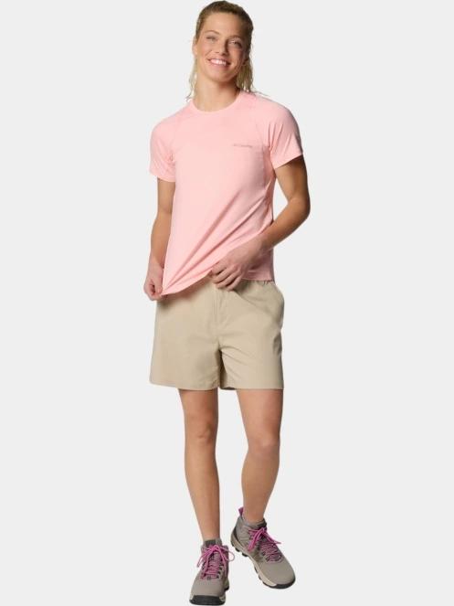 Columbia Weekend Ascent Short Sleeve Shirt női rövid ujjú sport póló rózsaszín színben 5