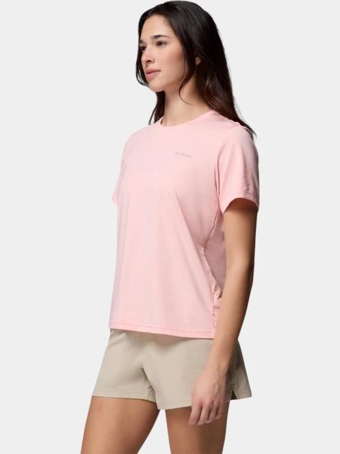 Columbia Wild Springs Short Sleeve Shirt női rövid ujjú sport póló rózsaszín színben 3