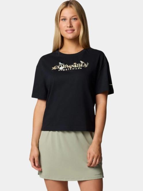 Columbia Rolling Bend Graphic Relaxed Crop Short Sleeve Shirt női crop top fekete színben 2