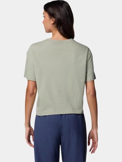Columbia Rolling Bend Graphic Relaxed Crop Short Sleeve Shirt női crop top zöld színben 4