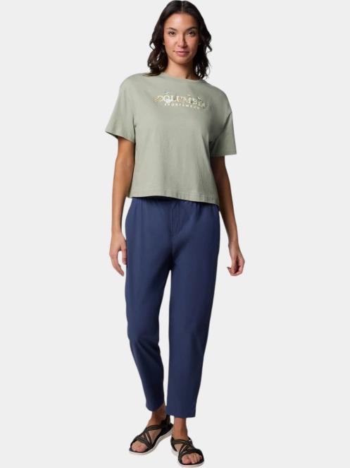 Columbia Rolling Bend Graphic Relaxed Crop Short Sleeve Shirt női crop top zöld színben 5